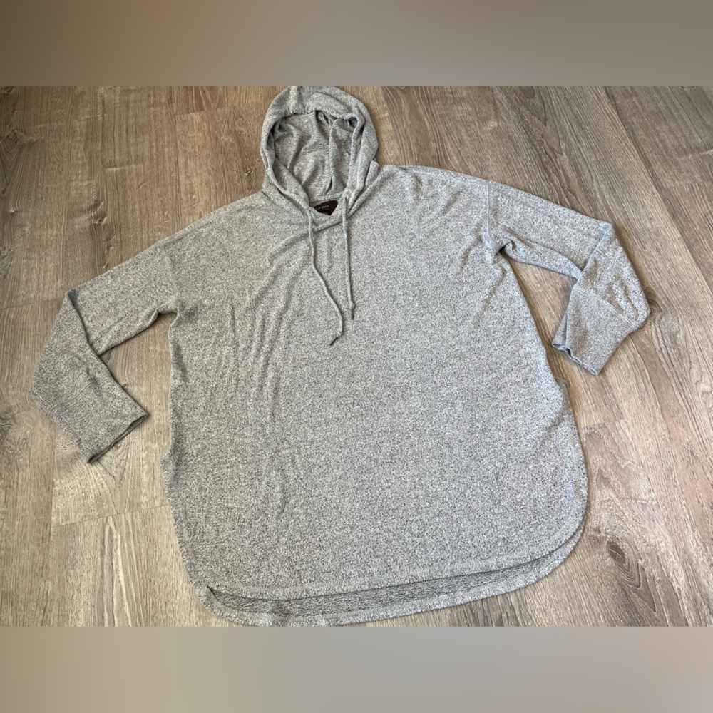 Free Press XL Heather Grey Hooded Pullover Women’s Drawstring Sweater